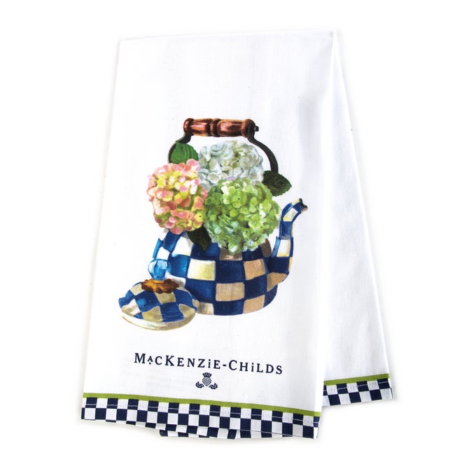 Hydrangea Tea Kettle Dish Towel image number 0