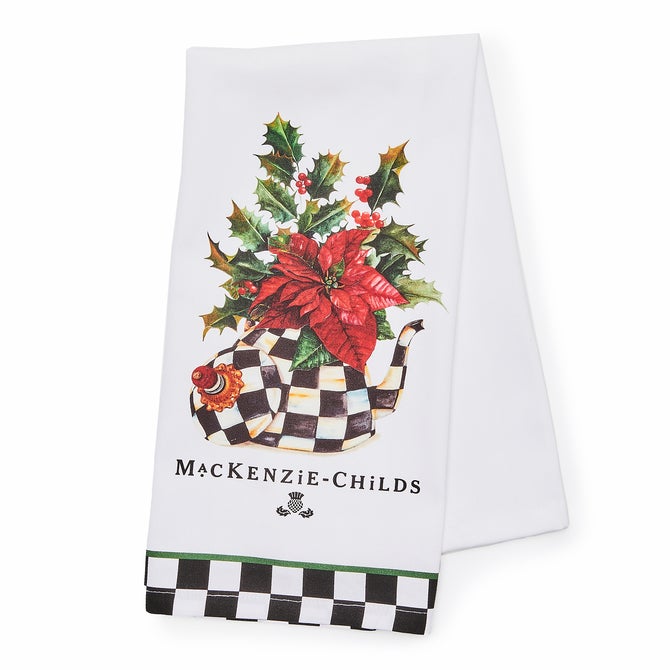 Poinsettia Tea Kettle Dish Towel image number 0