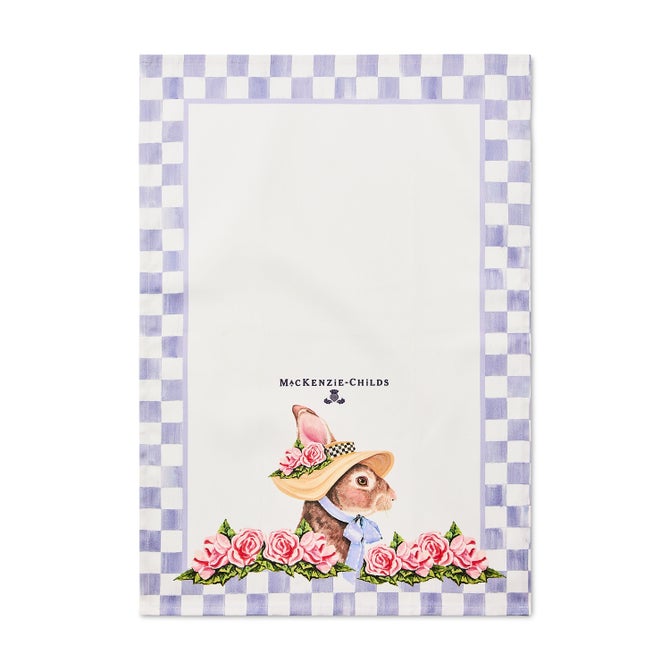 Rabbit with Bonnet Printed Dish Towel image number 0
