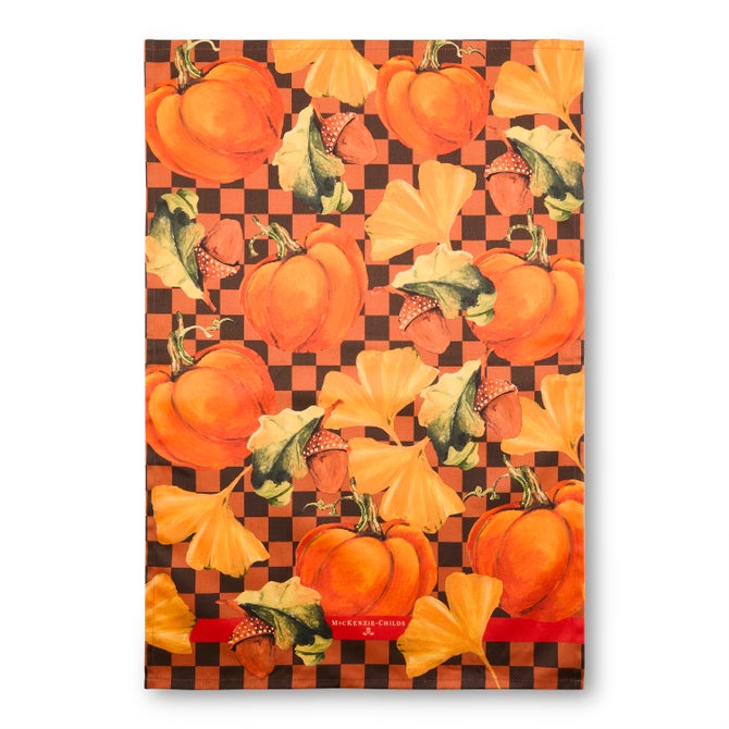 Checked Pumpkin Harvest Printed Dish Towel image number 2