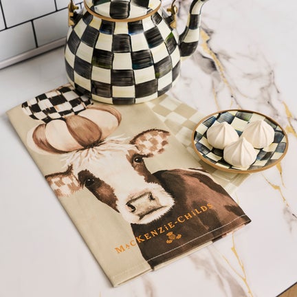Mocha Cow Printed Dish Towel