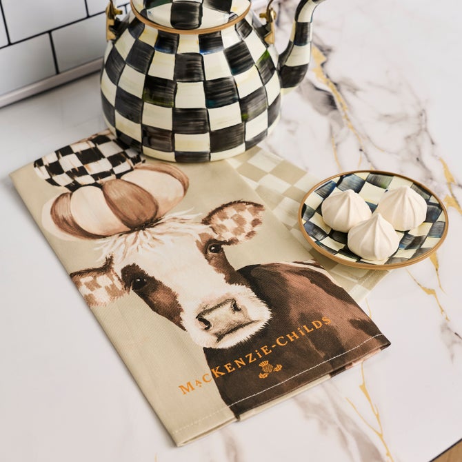 Mocha Cow Printed Dish Towel image number 1