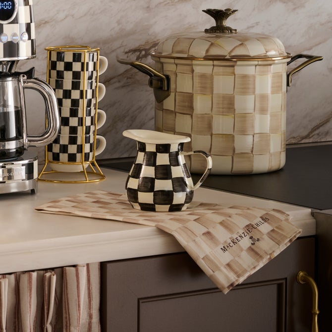 Mocha Check Dish Towel image number 1