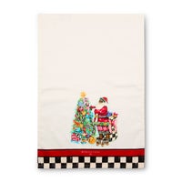 Tree Trimming Santa Printed Dish Towel