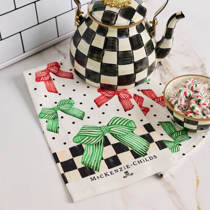 Holiday Bow Printed Dish Towel image number 1