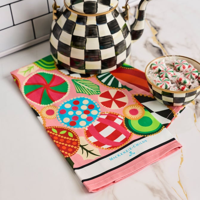 Jolly Ornaments Printed Dish Towel image number 1