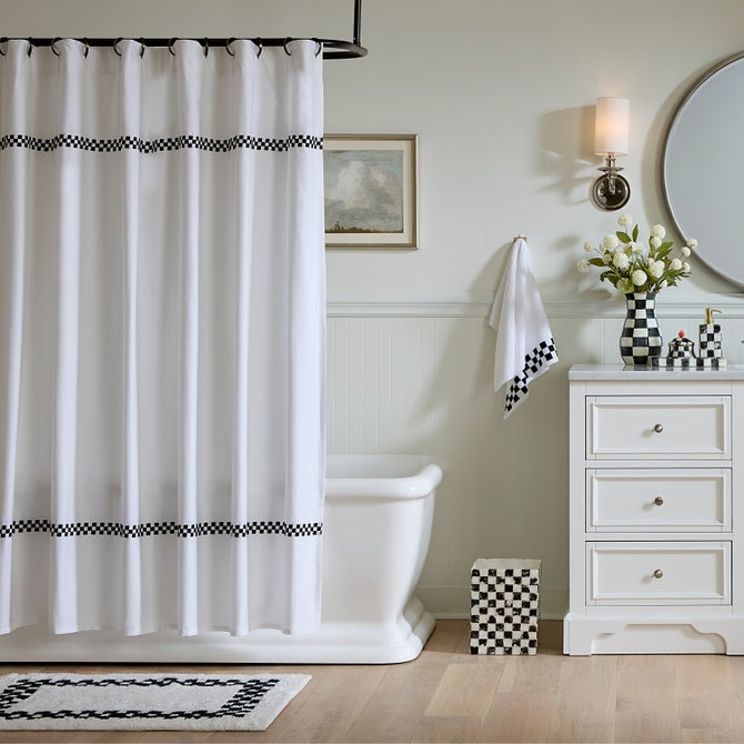 Signature Collection Black Check Shower Curtain image number 0