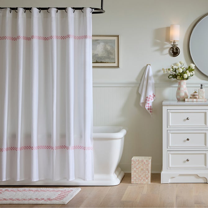 Signature Collection Rosy Check Shower Curtain image number 0