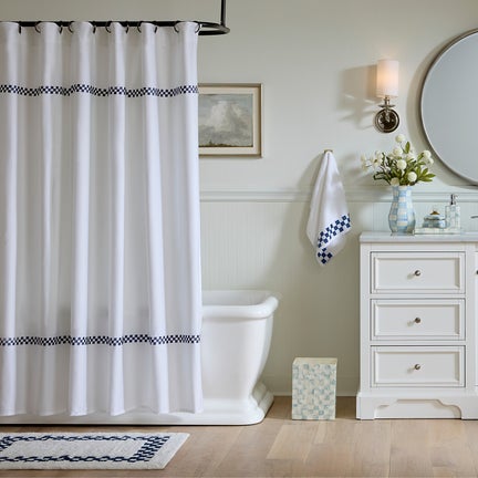 Signature Collection Indigo Check Shower Curtain