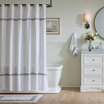 Signature Collection Grey Check Shower Curtain