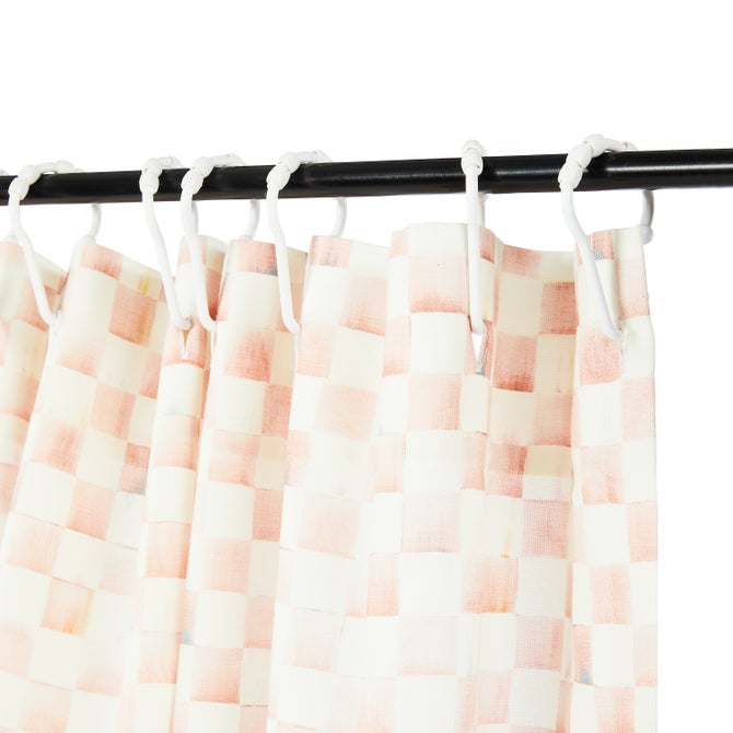 Rosy Check Shower Curtain image number 2