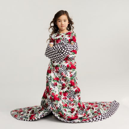 Posh Peanut Wild Rose Check Large Quilted Patoo Blanket