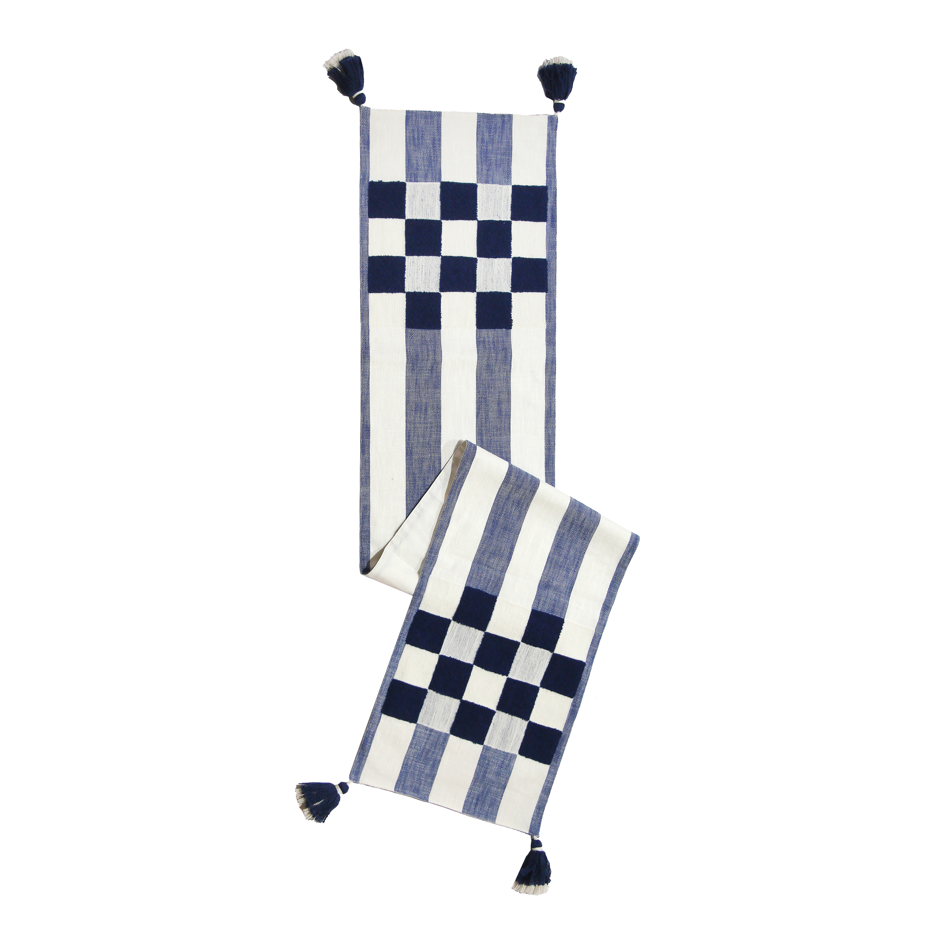 MacKenzie-Childs Flax Checks and Stripes Table Runner - Thumbnail 2