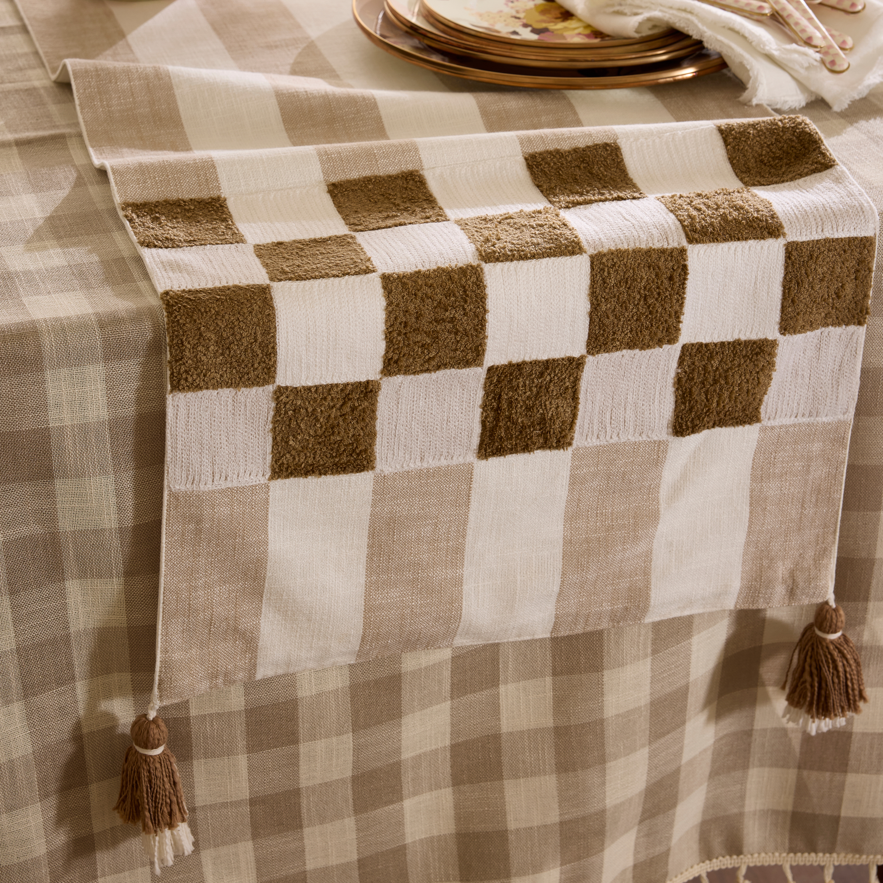 MacKenzie-Childs Flax Checks and Stripes Table Runner