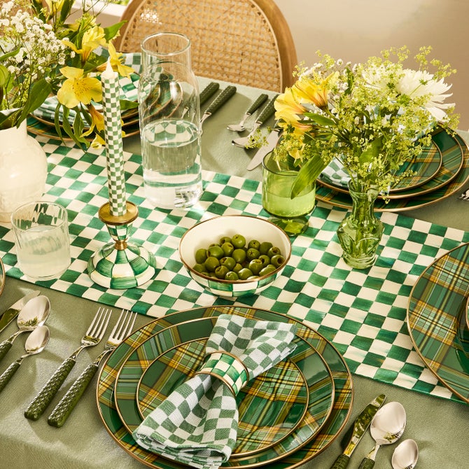 Emerald Check Table Runner image number 1