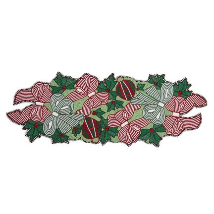 Bows and Ornaments Beaded Table Runner