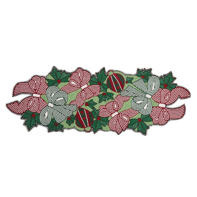 Bows and Ornaments Beaded Table Runner image number 0