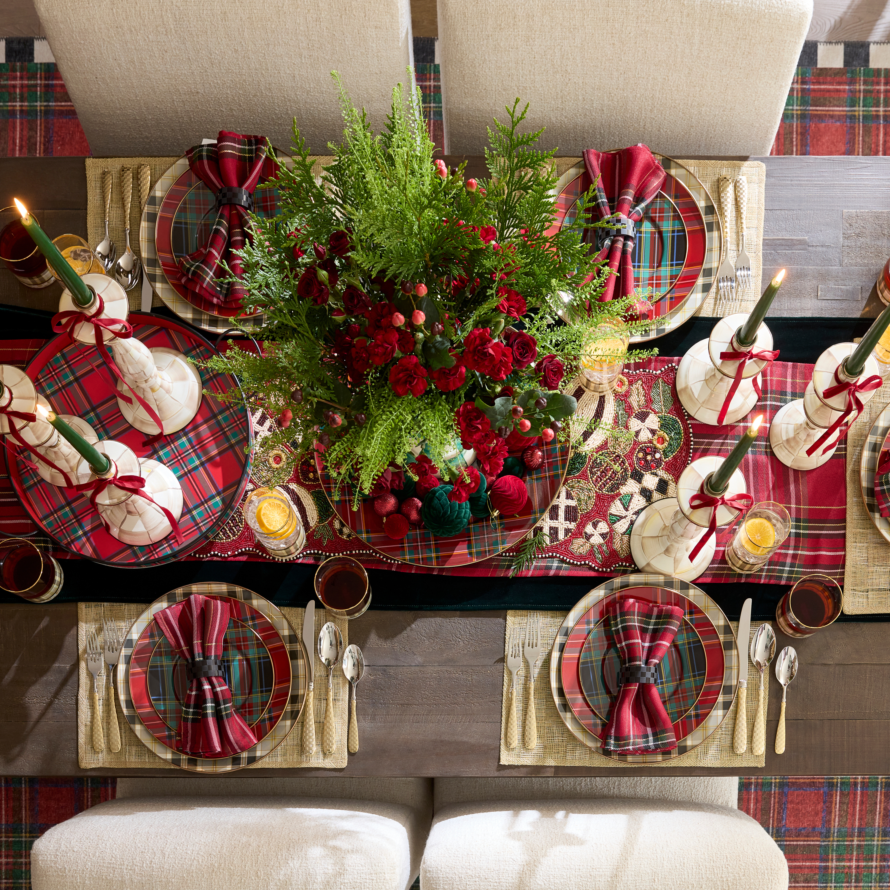 MacKenzie-Childs | Jolly Ornaments Beaded Table Runner