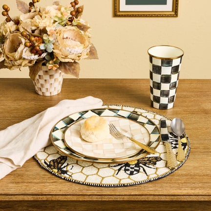 Gold Bee Beaded Placemat