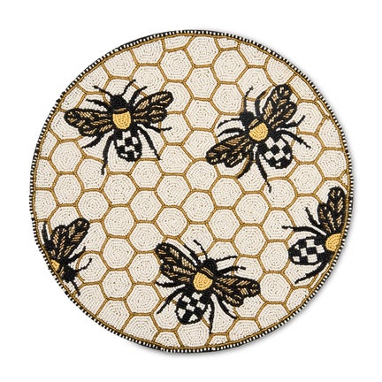 Gold Bee Beaded Placemat