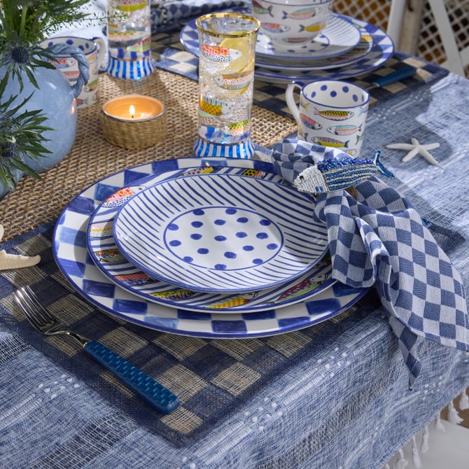 Indigo Check Napkin, Set of 4 image number 1