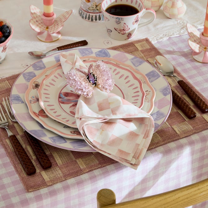 Pink Check Napkin, Set of 4 image number 3