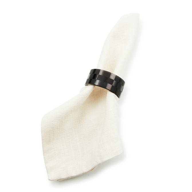 Black Check Napkin Rings, Set of 4 image number 2