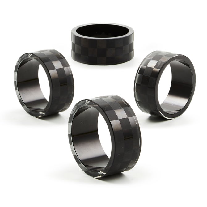 Black Check Napkin Rings, Set of 4 image number 3