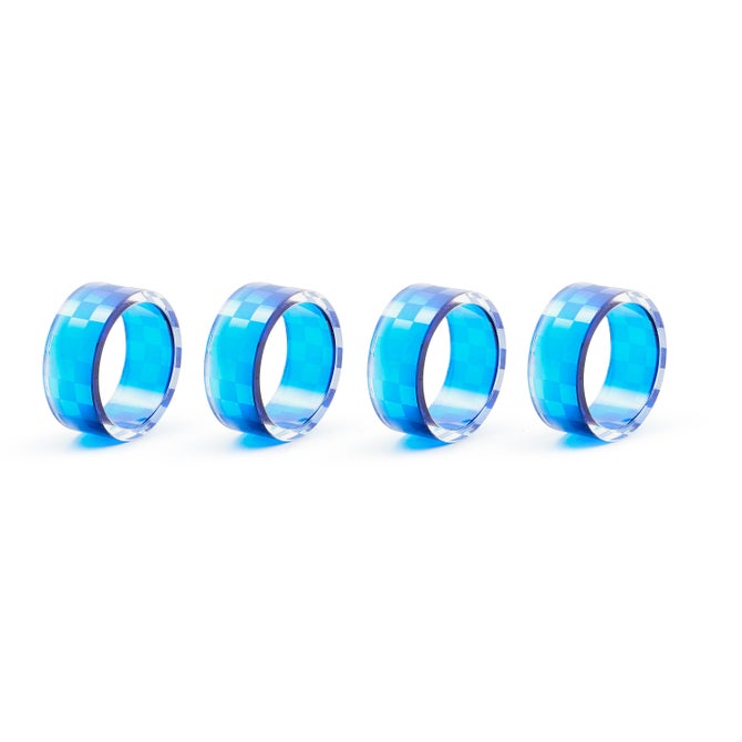 Indigo Check Napkin Rings, Set of 4 image number 0