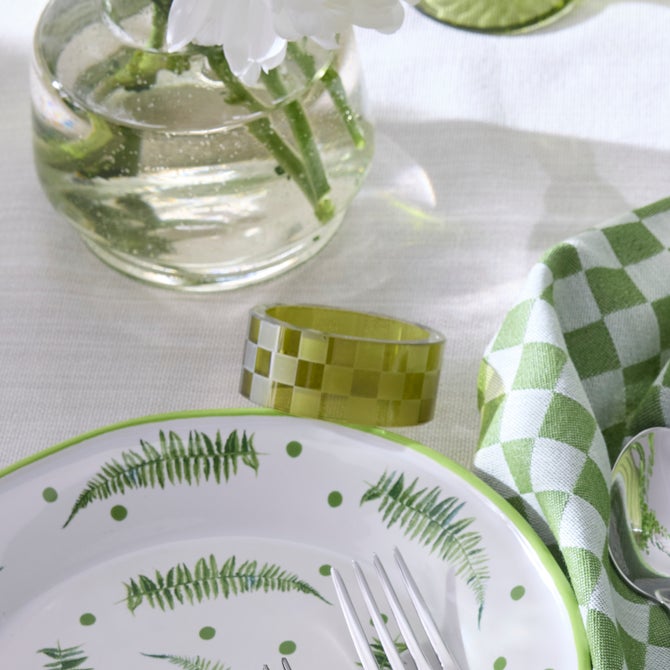 Green Check Napkin Rings, Set of 4 image number 1