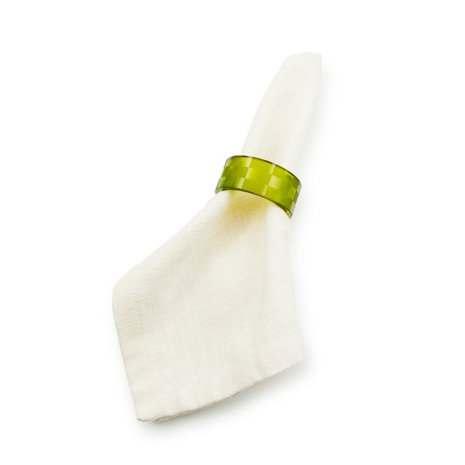 Green Check Napkin Rings, Set of 4 image number 2