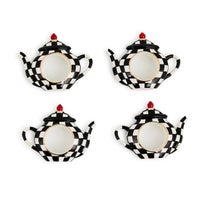 Courtly Check Teapot Napkin Rings, Set of 4