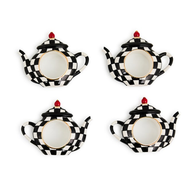Courtly Check Teapot Napkin Rings, Set of 4 image number 0