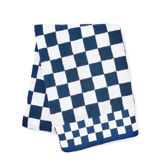 Indigo Check Bath Towel image number 0
