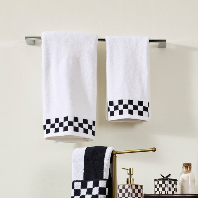 Bath Towel with Black Check Border image number 3