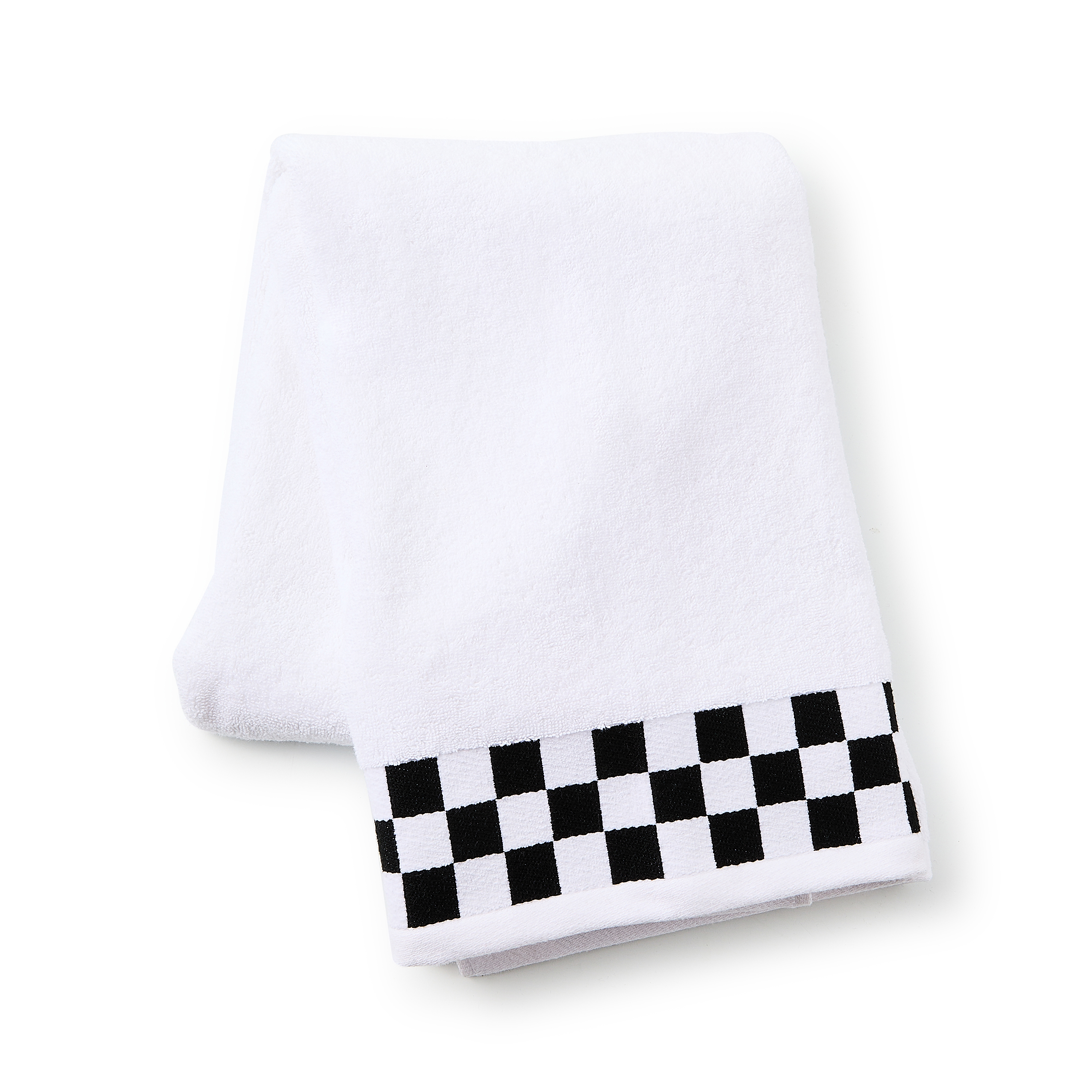 Bath Towel with Black Check Border