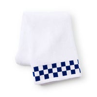 Bath Towel with Indigo Check Border