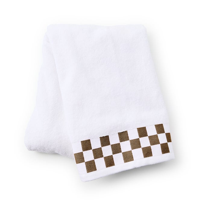 Bath Towel with Mocha Check Border image number 0