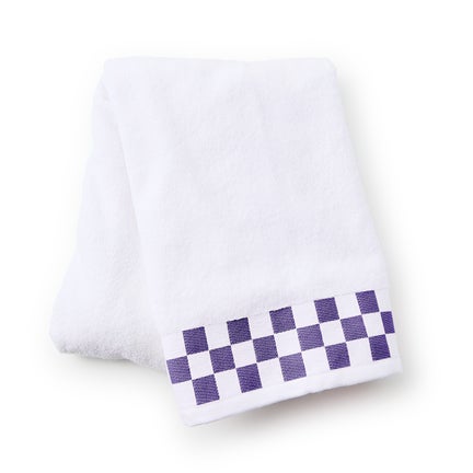 Bath Towel with Violet Check Border