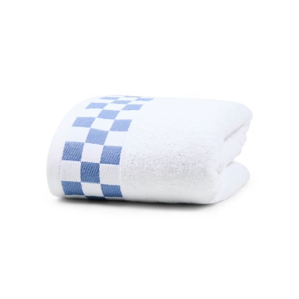Bath Towel with French Blue Check Border