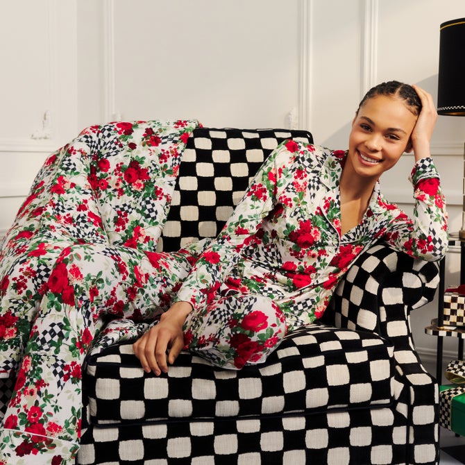 Posh Peanut Wild Rose Check Women's Pajama Set image number 2