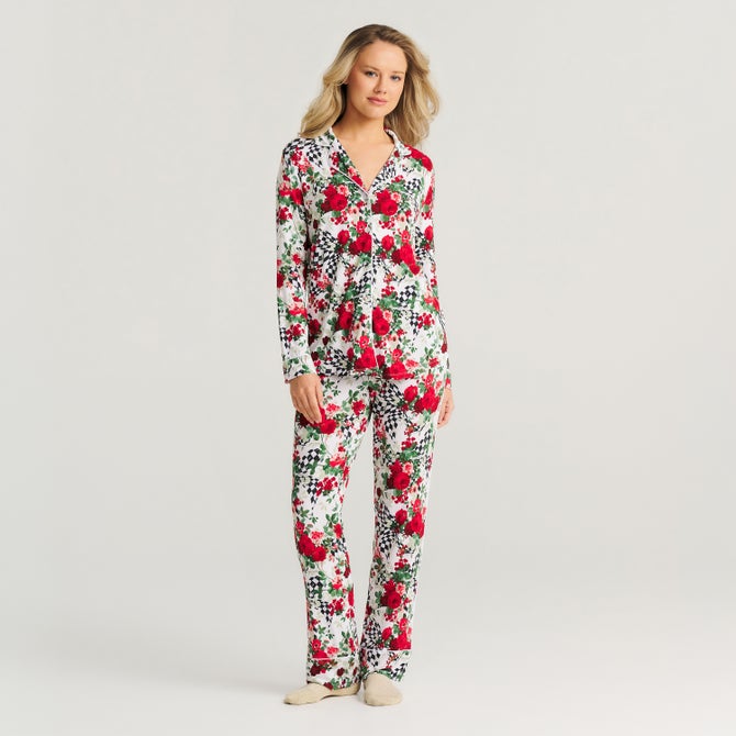 Posh Peanut Wild Rose Check Women's Pajama Set image number 0