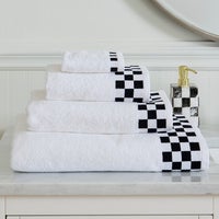 Washcloth with Black Check Border