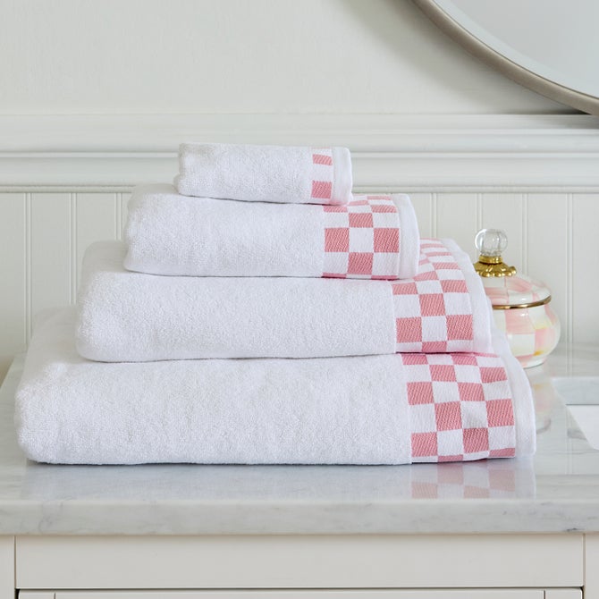 Washcloth with Rose Check Border image number 1
