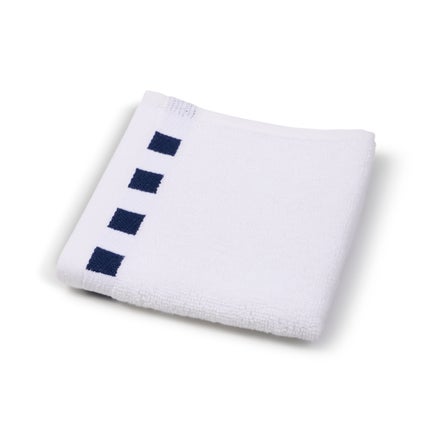 Washcloth with Indigo Check Border