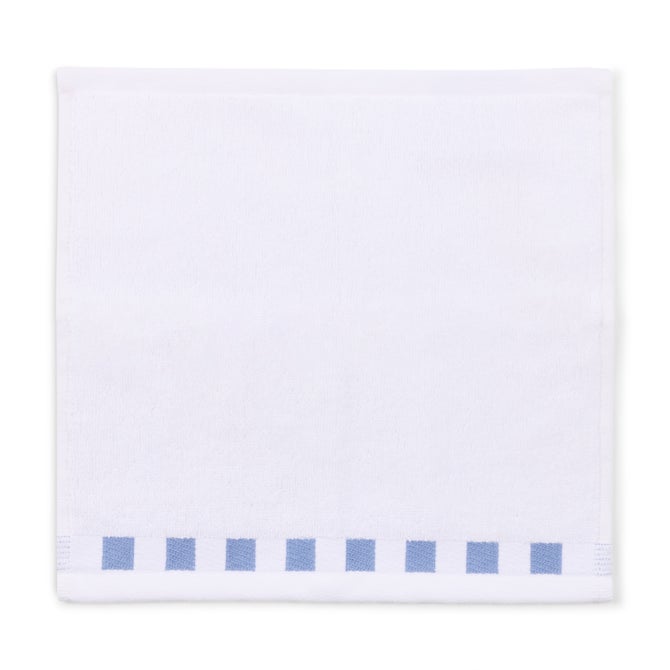 Washcloth with French Blue Check Border image number 2