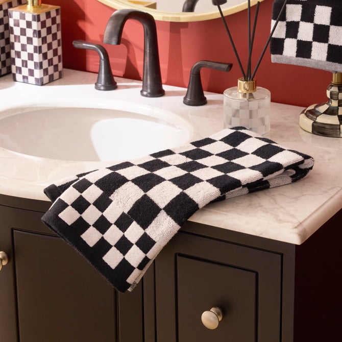 Black Check Hand Towel image number 1