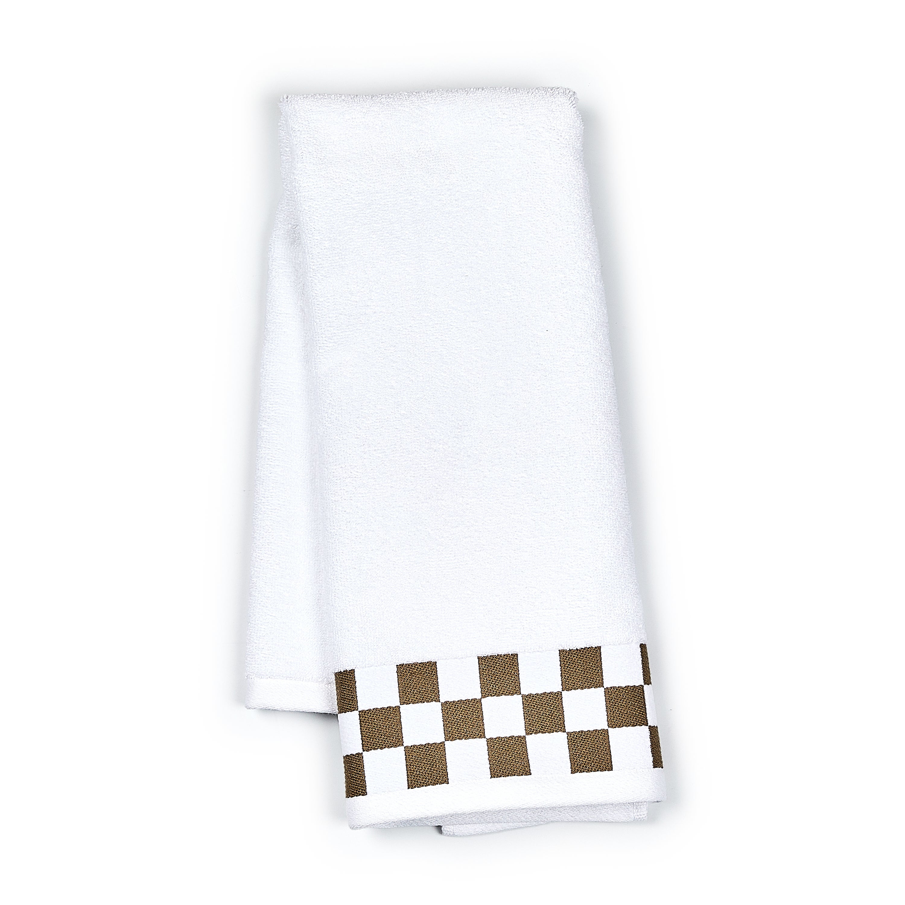 MacKenzie-Childs | Hand Towel with Mocha Check Border