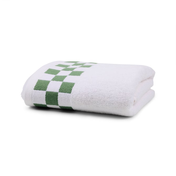 Hand Towel with Sage Green Check Border image number 0