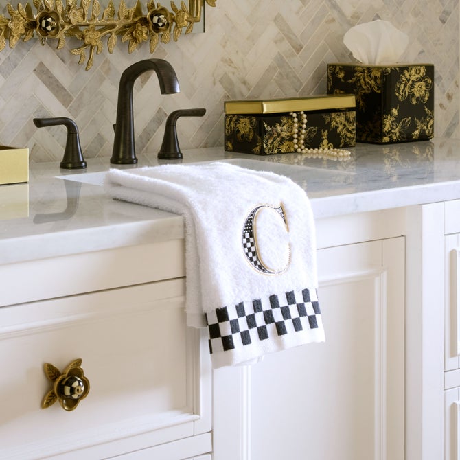 Monogram "C" Check Hand Towel image number 1